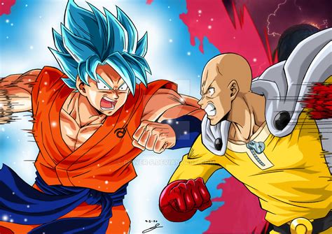 In a mesmerizing new piece of fan art, Dragon Ball's ultimate warrior Goku faces off against Saitama's unbeatable One-Punch Man in a fight for the ages, where neither opponent is likely to bend a knee.In a manga universe loaded with overpowered heroes, Sun Goku and Saitama are two of its mightiest champions. Goku is a member …